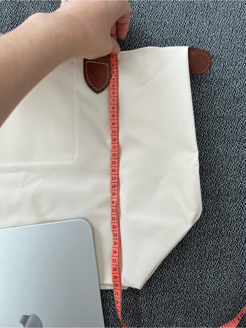 Longchamp Cream Tote with Brown Leather Handles - Picture 4 of 7
